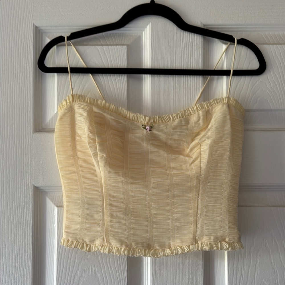 Reformation Cream Ruched Crop Camisole